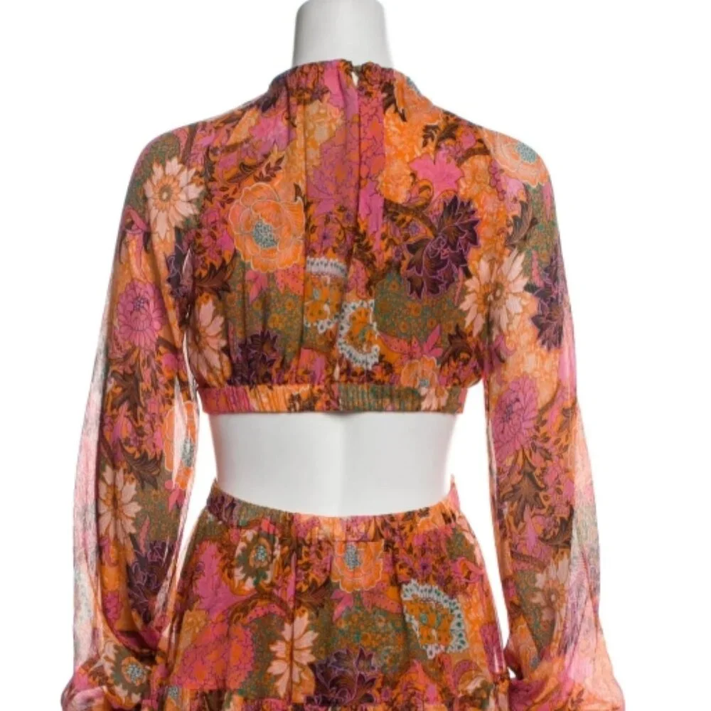 NWOT A.L.C. Izzy Fit & Flare Floral Cut Out Silk Boho Mini Dress XS $695